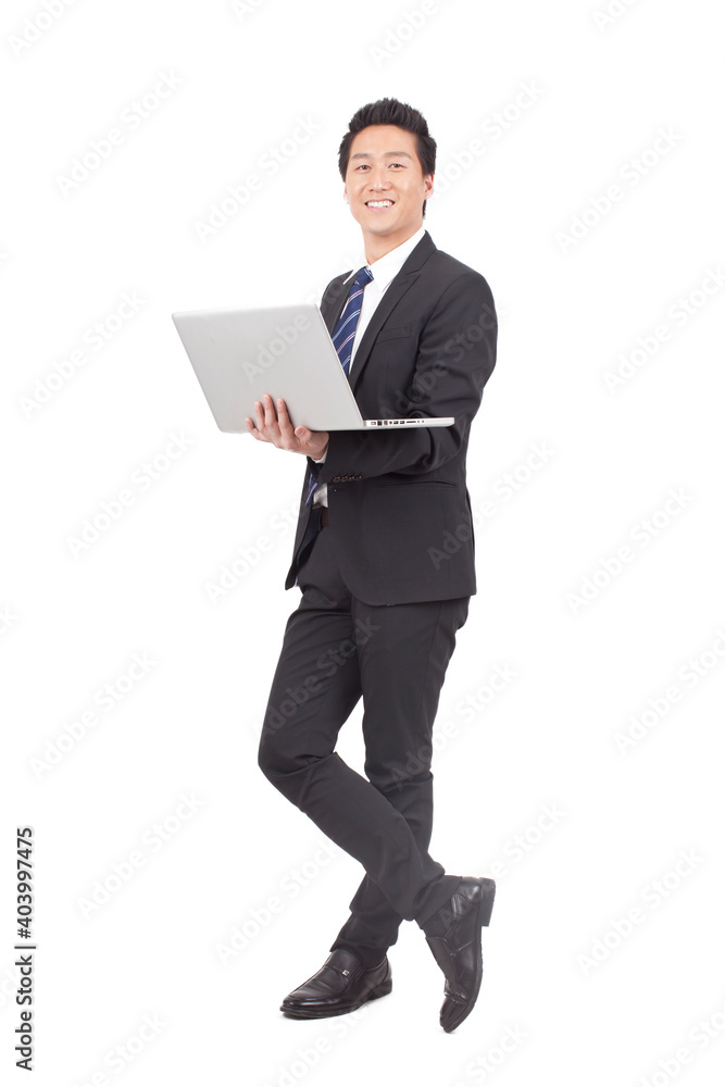 Asian young Business man Holding Laptop Computer Asian young Business man Holding Laptop Computer