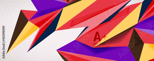 Vector triangle geometric backgrounds. Low poly 3d shape on light backdrop. Vector illustration for covers  banners  flyers and posters and other designs