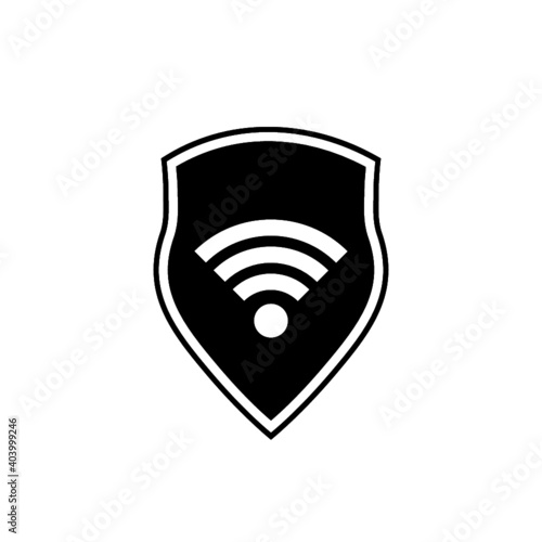 Protection wifi icon. Private network logo. Shield with wi-fi symbol isolated on white background