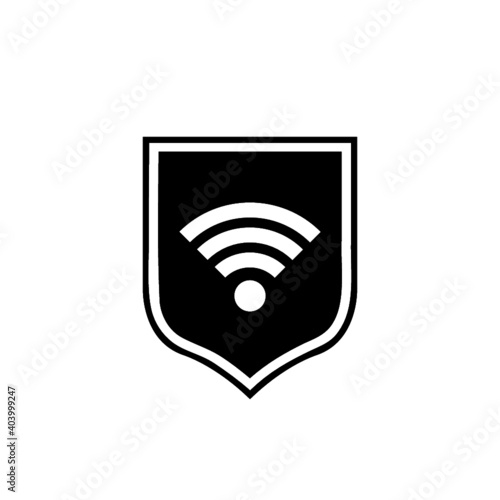 Protection wifi icon. Private network logo. Shield with wi-fi symbol isolated on white background