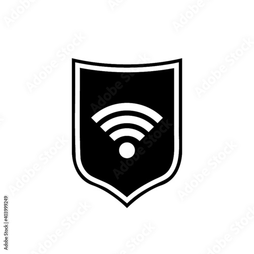 Protection wifi icon. Private network logo. Shield with wi-fi symbol isolated on white background