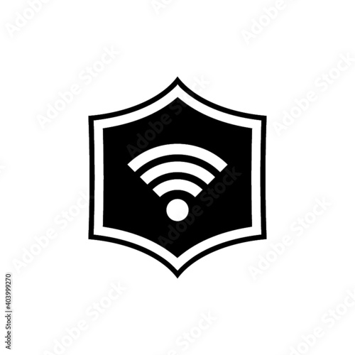 Protection wifi icon. Private network logo. Shield with wi-fi symbol isolated on white background