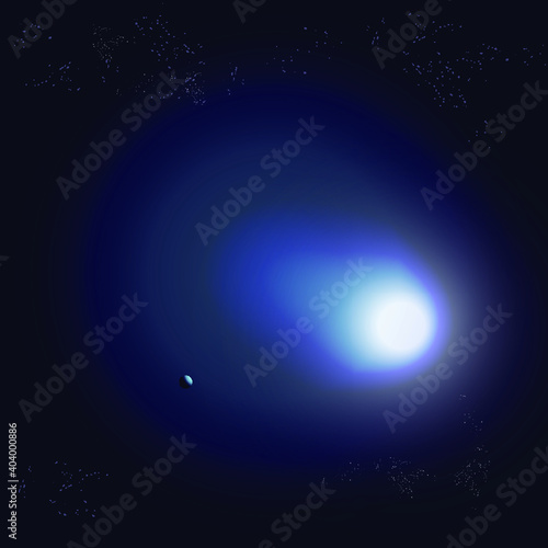 Deep space  far galaxy  stars and lone planet