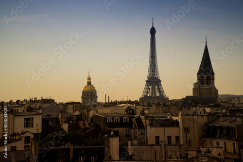 Paris city at sunset