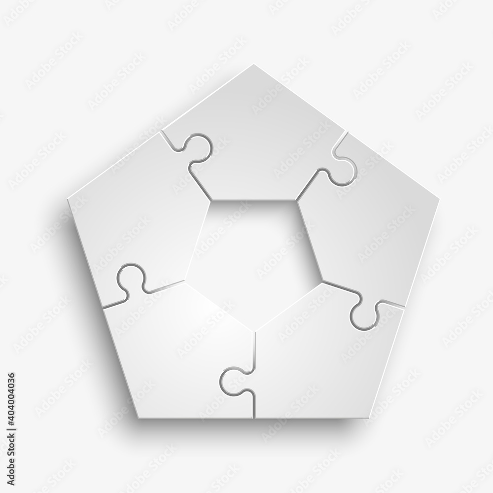 Fotografie White puzzle presentation infographic template with explanatory text field for b