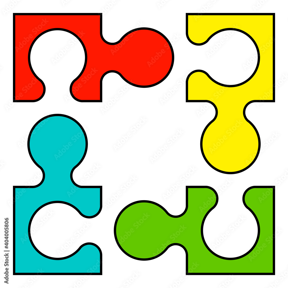Simple Puzzle four piece business presentation. Circle outline infograph. 4 Step contour process diagram. Section line compare banner. Simple Puzzle four piece business presentation. Circle outline infograph. 4 Step contour process diagram. Section line compare banner.