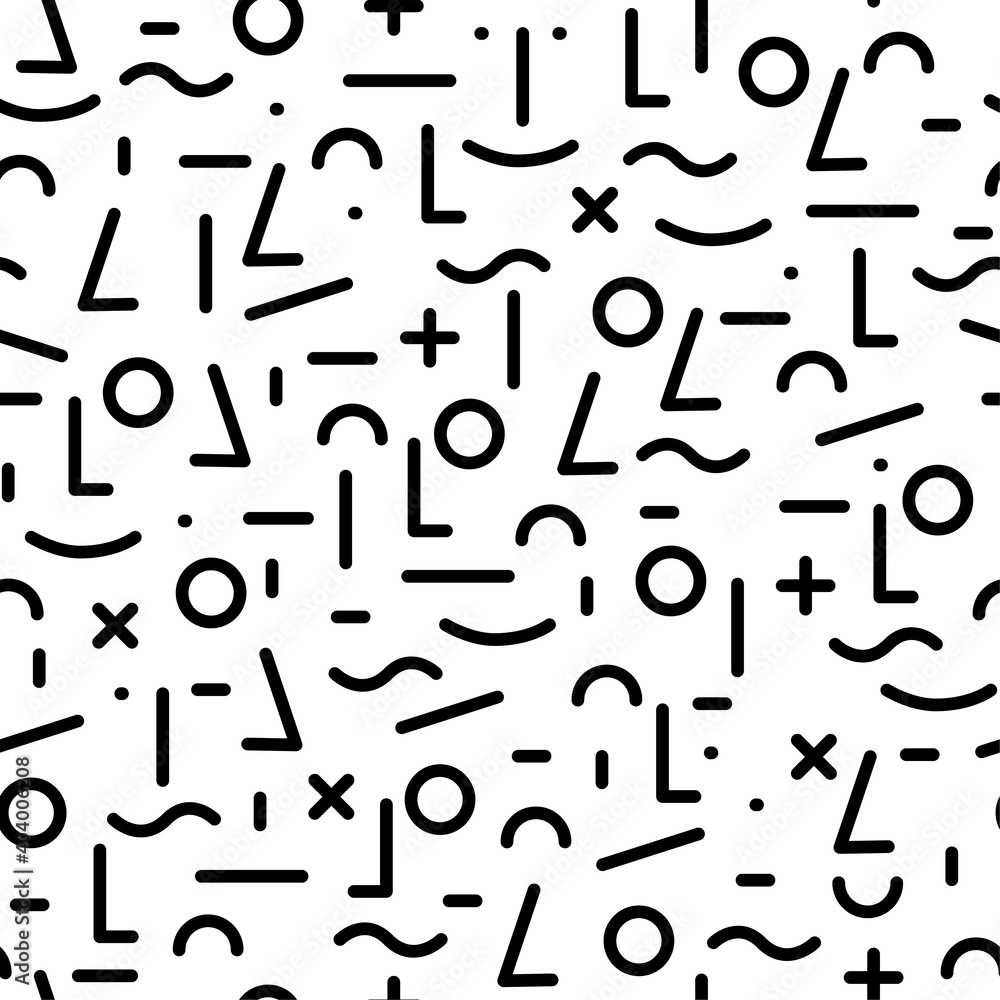 Seamless line doodle memphis pattern Fashion 80-90s Seamless line doodle memphis pattern Fashion 80-90s