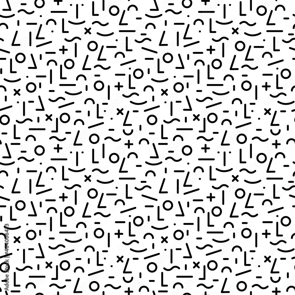 Seamless line doodle memphis pattern Fashion 80-90s