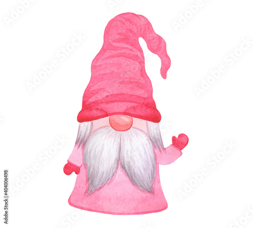 Valentine Day Gnomes Clipart. Love gnome watercolor illustration.