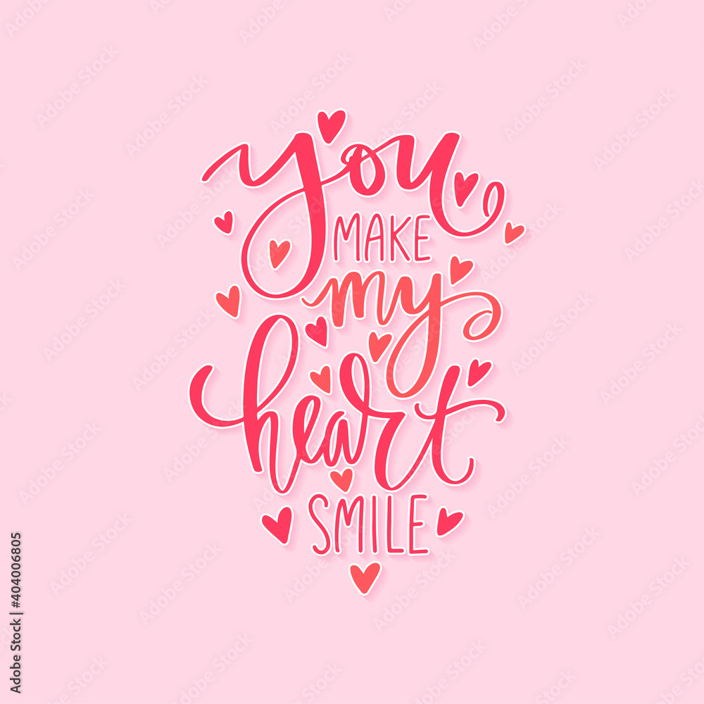 Love lettering vector quote. Romantic calligraphy phrase for Valentines day cards, family poster, wedding decoration.