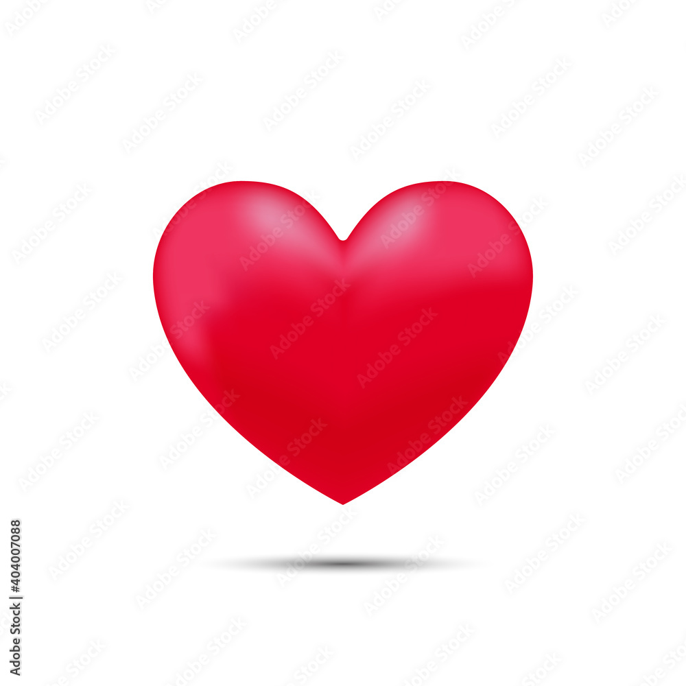 Red heart shape. Vector isolated love sign. Realistic heart element. Stock vector.