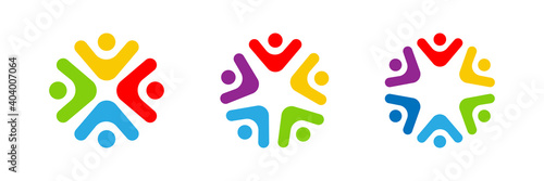 Group people icon. Teamwork colored sign collection. Business peopple conference. Stock vector.