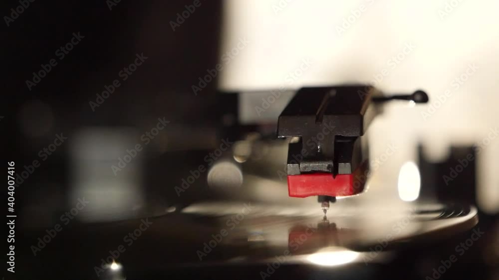 Turntable vinyl record player, man puts a vinyl record and includes a gramophone, High quality 4k footage Turntable vinyl record player, man puts a vinyl record and includes a gramophone, High quality 4k footage