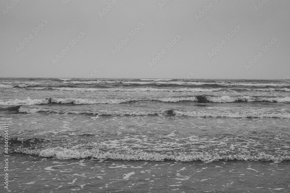 Waves on Baltic sea, photographed in Sopot beach, Poland, Easter 2018