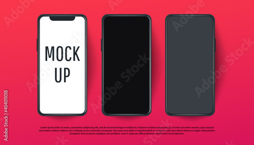 Editable realistic trendy mockup smartphone with blank white screen for visual ui app demonstration.