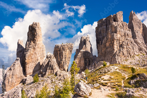 Panoramic view to Dolomite mountains in Italy, beautiful mountain landcape