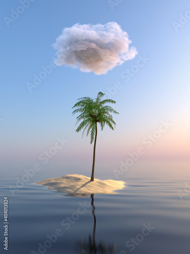 small tropical desert island in the sea