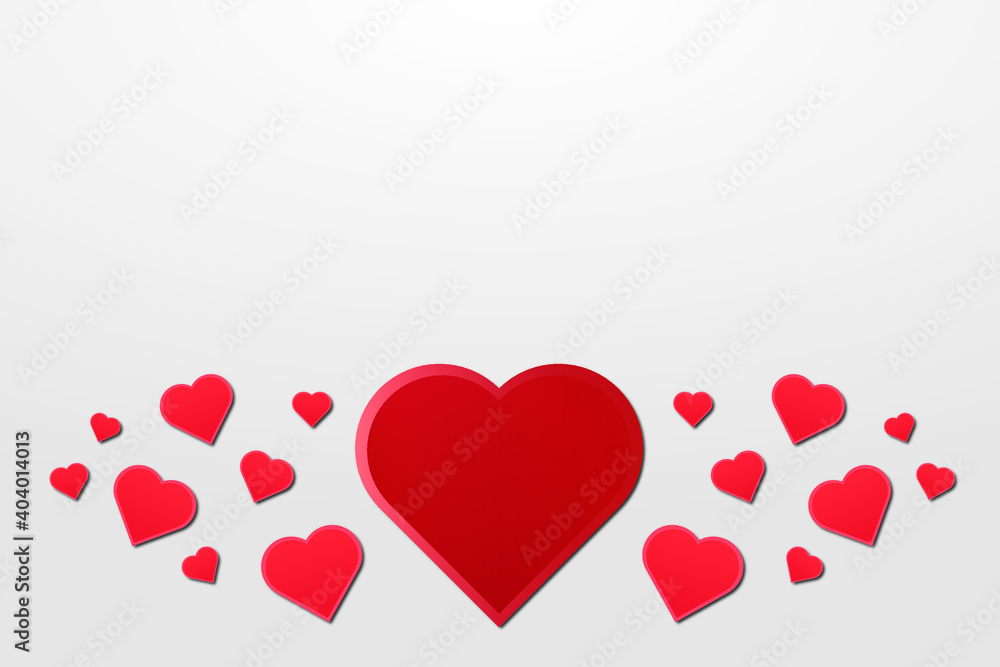 valentine red hearts on white background