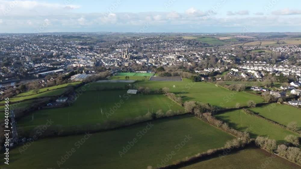 aerial view of the city of truro cornwall England uk aerial view of the city of truro cornwall England uk