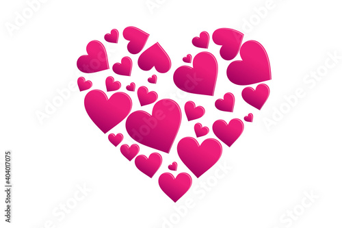 Heart made of hearts. Happy Valentine s Day. Vector illustration. Isolated on white background