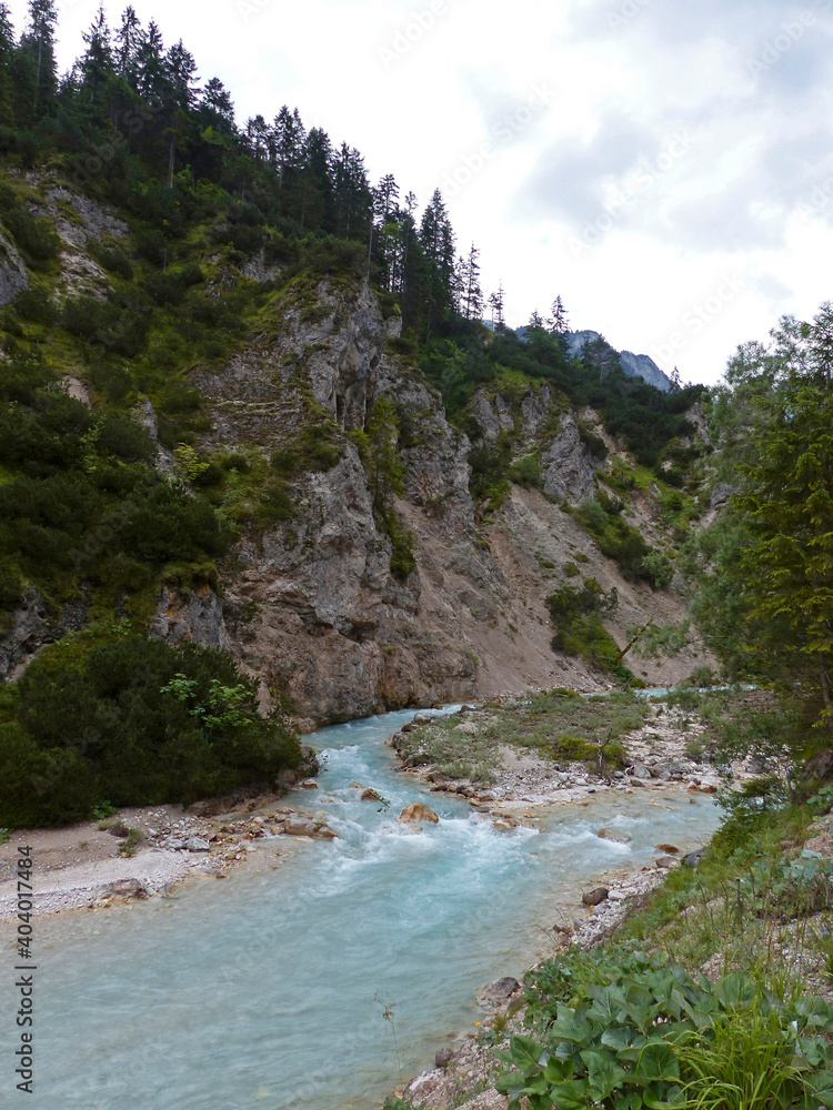 River Partnach at canyon Partnachklamm in Garmisch-Partenkirchen, Bavaria, Germany River Partnach at canyon Partnachklamm in Garmisch-Partenkirchen, Bavaria, Germany