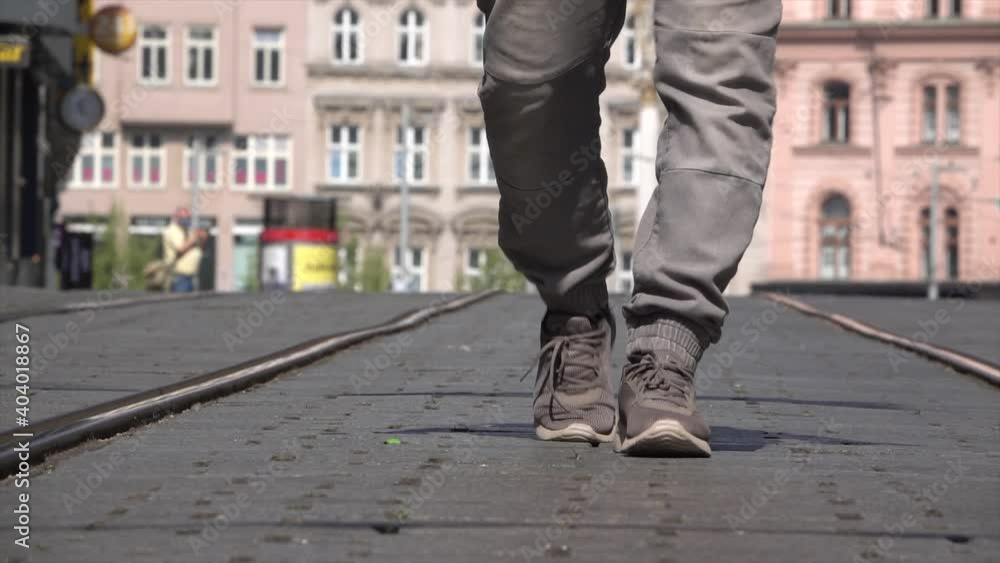 A man walking around the empty city of Brno. Covid-19 Pandemic Time A man walking around the empty city of Brno. Covid-19 Pandemic Time