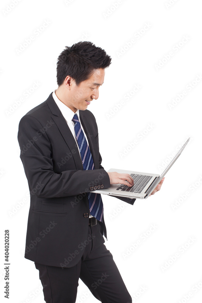 Asian young Business man Holding Laptop Computer Asian young Business man Holding Laptop Computer