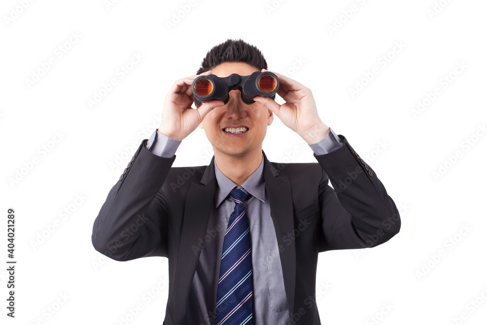 A young Business Man Looking Through Binoculars A young Business Man Looking Through Binoculars