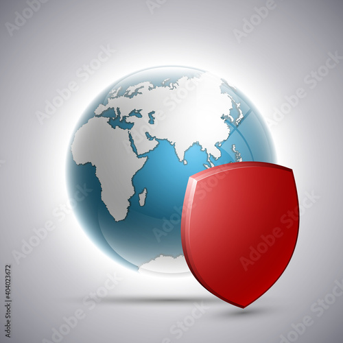 Planet protected icon, Earth for shield. Security World, Peace saved