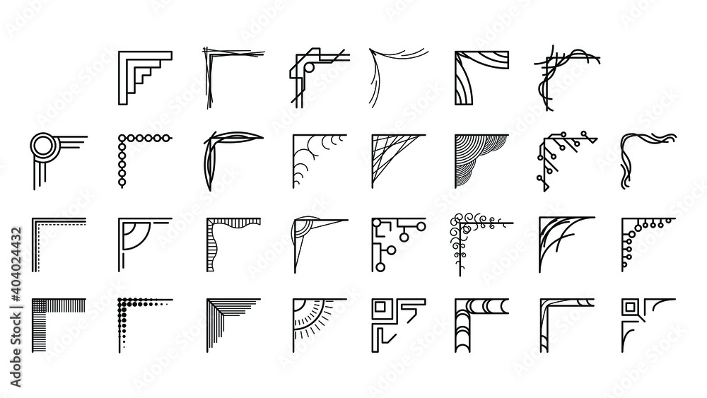 Set Hand Draw Of Corners Different Shapes Flower Decoration Vector Design Doodle Sketch Style For Wedding And Banner Set Hand Draw Of Corners Different Shapes Flower Decoration Vector Design Doodle Sketch Style For Wedding And Banner