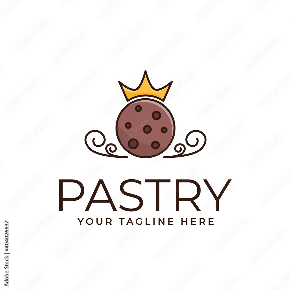 Cookie logo design with crown icon combination Cookie logo design with crown icon combination