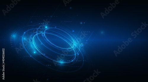 digital business, vector tech circle and technology background.