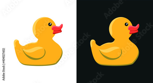 Vector image. Drawing of a duckling toy. Image of a rubber duck for children.