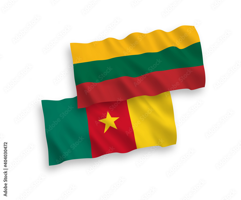 Flags of Lithuania and Cameroon on a white background Flags of Lithuania and Cameroon on a white background