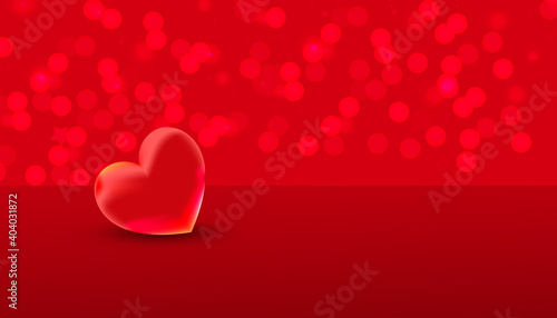 Valentines day red sweet heart and place for text on a red background. Celebration card, vector illustration