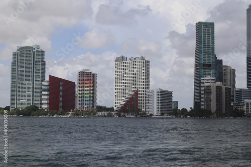 Beautiful view across the Intracoastal Waterway to the skyline of downtown Miam photo