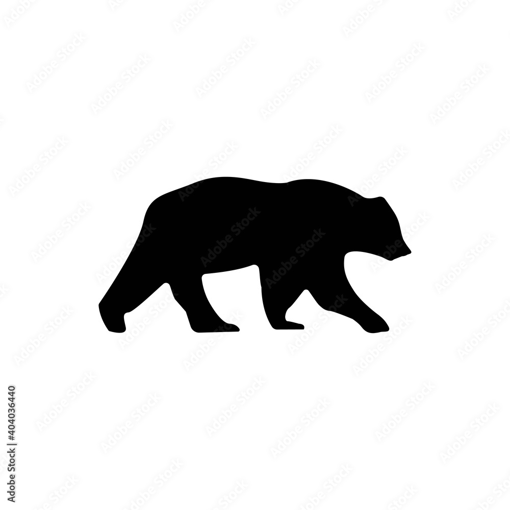 Obraz premium Grizzly bear silhouette with white background illustration