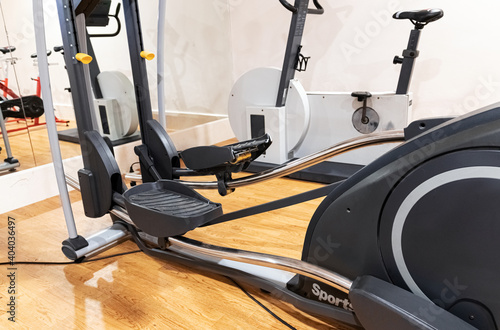 Sports equipment for fitness. An active lifestyle, a room for sports.
