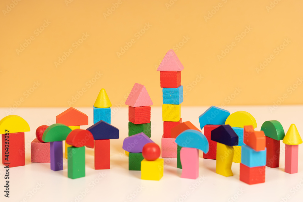 Obraz premium children's toys made from natural material. wood toys for developmental. colorful wood toys and toys for cognitive rehabilitation 