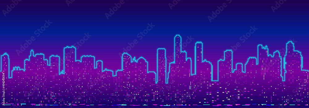 Background with futuristic cityscape