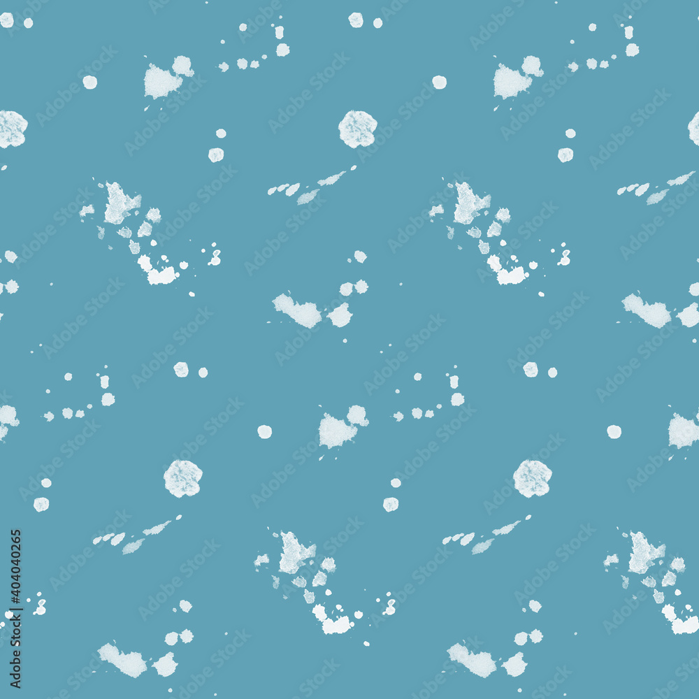 seamless pattern with light stains and spray on blue background