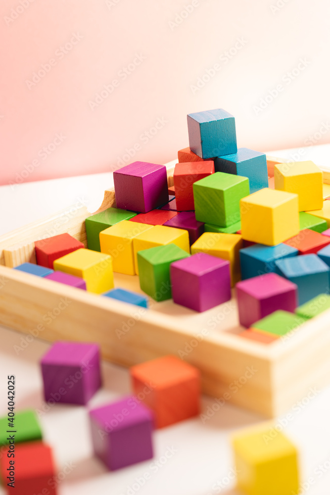 Obraz premium children's toys made from natural material. wood toys for developmental. colorful wood toys and toys for cognitive rehabilitation 