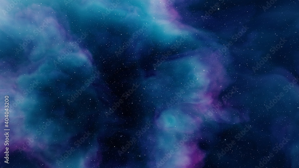 nebula gas cloud in deep outer space, science fiction illustrarion, colorful space background with stars 3d render
