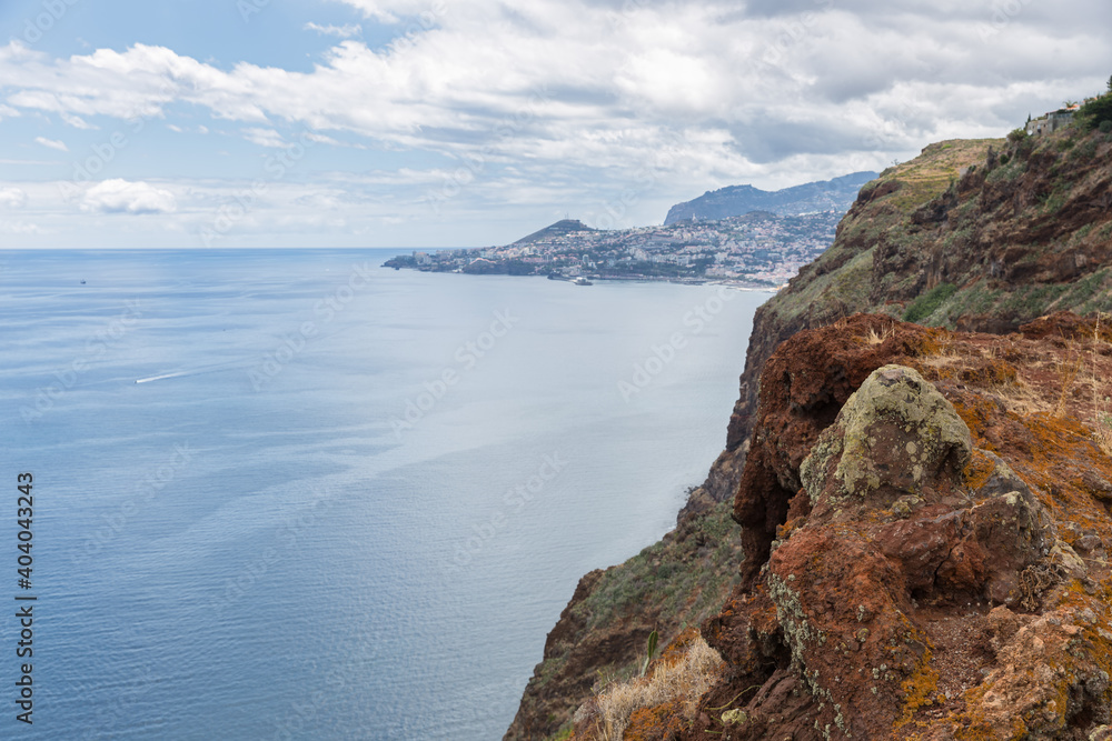 Coast Madeira with view at capital city Funchal