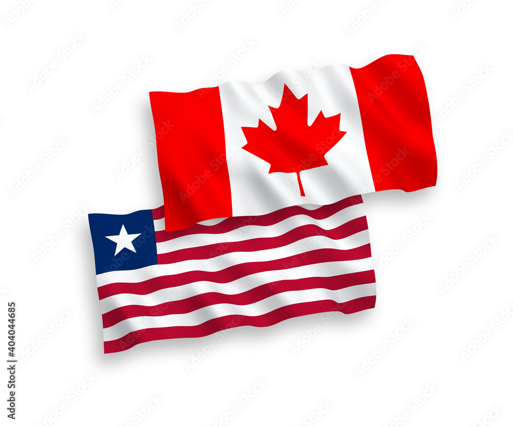 Flags of Canada and Liberia on a white background Flags of Canada and Liberia on a white background