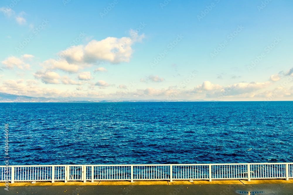 view of the sea from a ship in Beppu, Japan