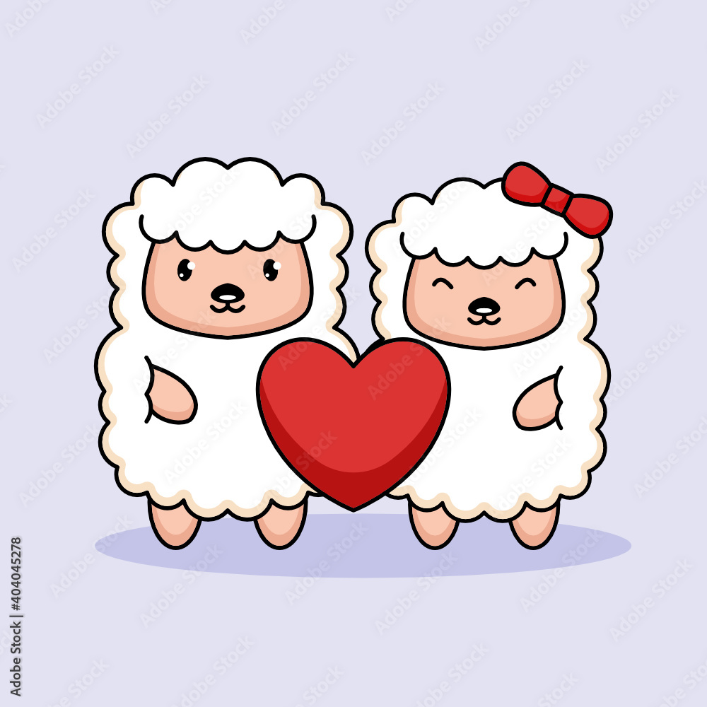 Cute sheep in love Valentine's Day Cute sheep in love Valentine's Day