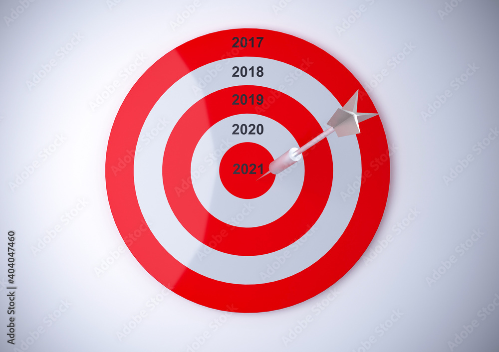target with arrow 2021 white red target 3d rendering target with arrow 2021 white red target 3d rendering