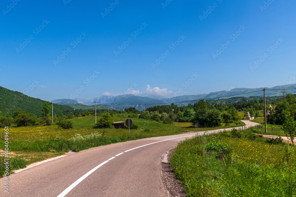 Landscape with a road in north Montenegro