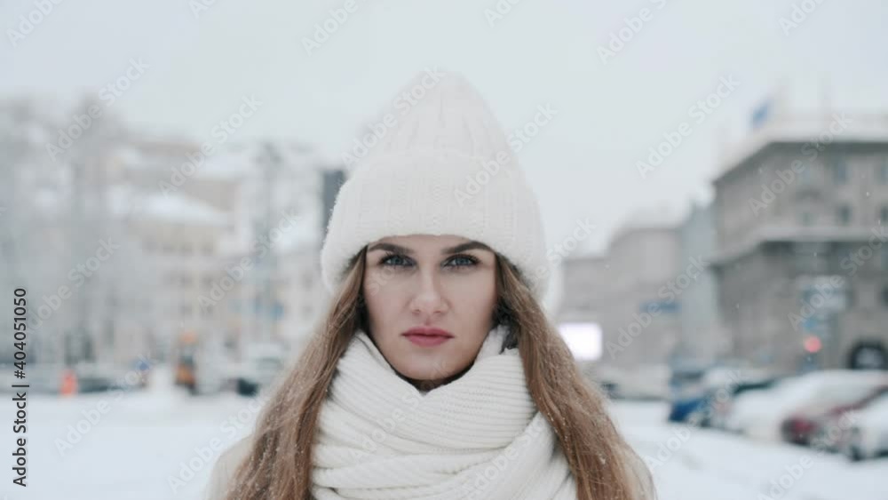 Sad girl winter portrait outdoors Sad girl winter portrait outdoors